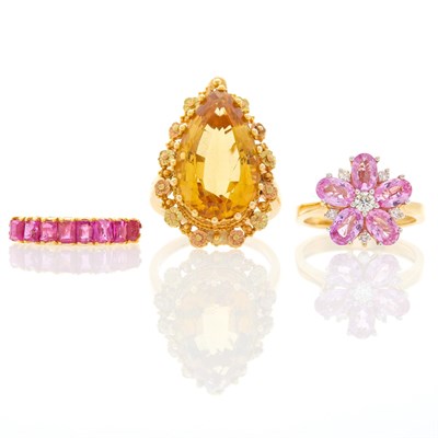 Lot 1188 - Three Gold and Gem-Set Rings