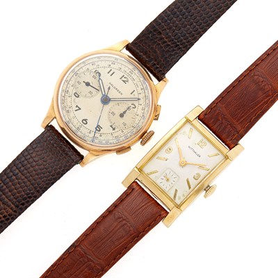 Lot 2234 - Halgreen Rose Gold Wristwatch and Wittnauer Gold Wristwatch