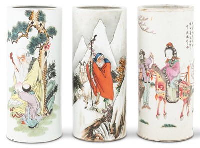 Lot 143 - Three Chinese Porcelain Hat Stands