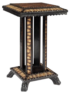 Lot 128 - A Sri Lankan Ebony and Quill-Inset Wooden Stand