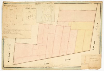 Lot 82 - An 1842 color survey of West Street between Courtland and Liberty