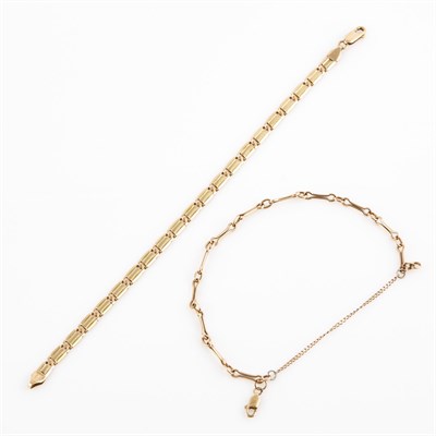 Lot 76 - Two Gold Flexible Bracelets, 14K 9 dwt.