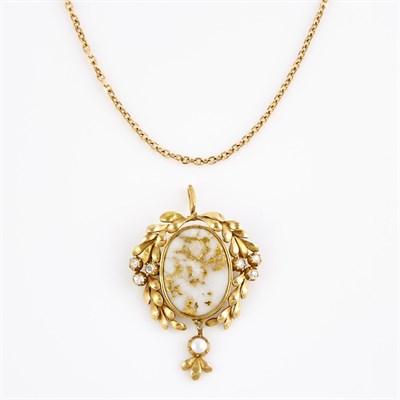 Lot 134 - Rose Diamond and Stone Pendant and Gold Neck...