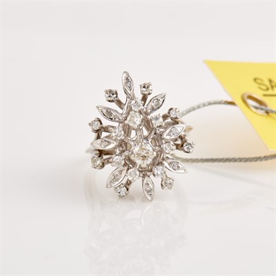 Lot 141 - Diamond Ring, 25 diamonds about 0.50 ct., 14K...