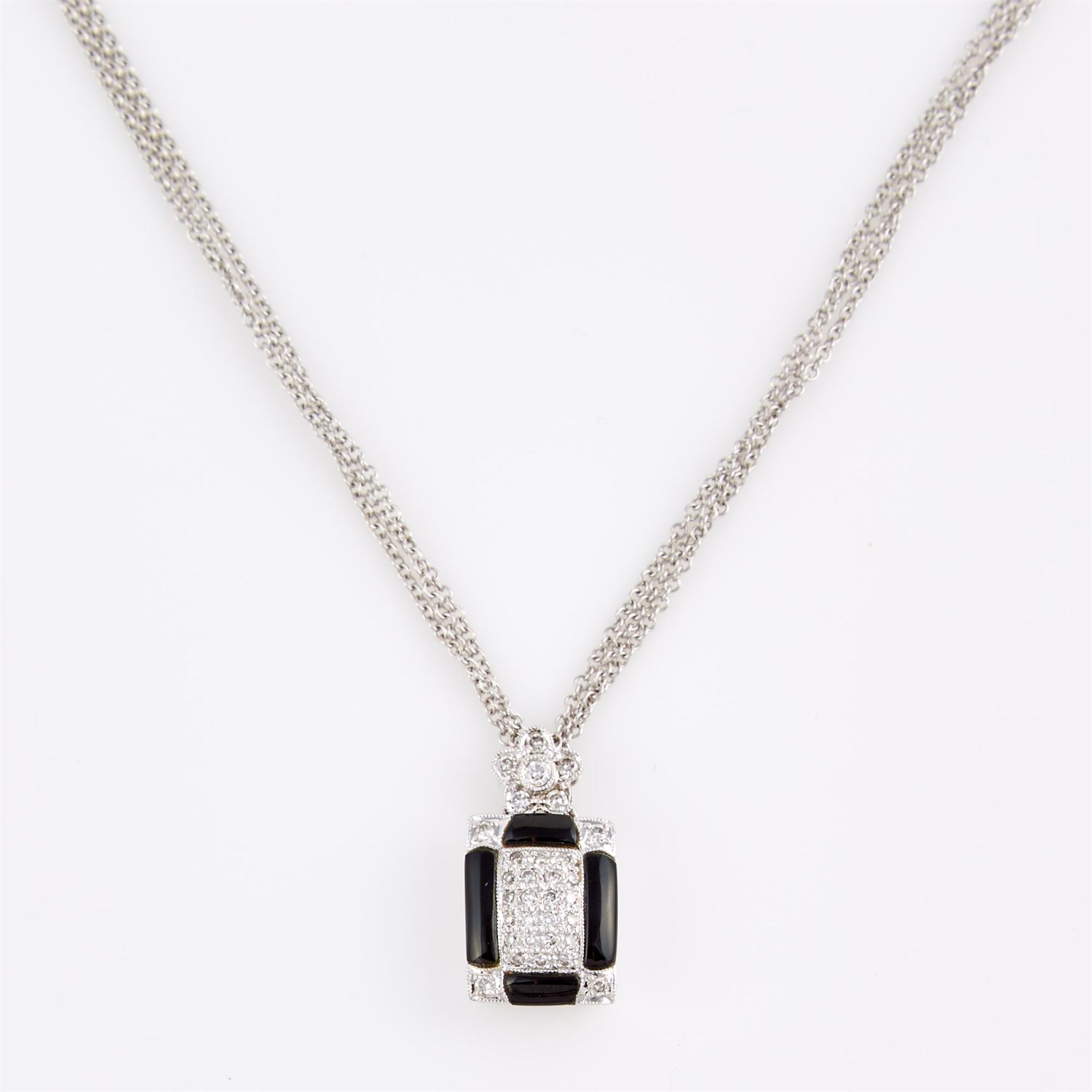 Lot 142 - Diamond and Stone Necklace, 18K 3 dwt. and 14K...
