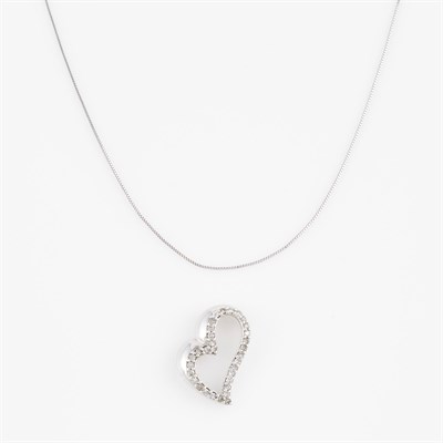 Lot 144 - Diamond Pendant and Gold Neck Chain, 14K 2 dwt.