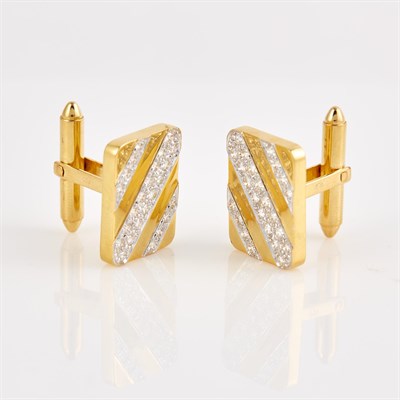Lot 146 - Two Diamond Cuff Links, 48 diamonds about 1.20...