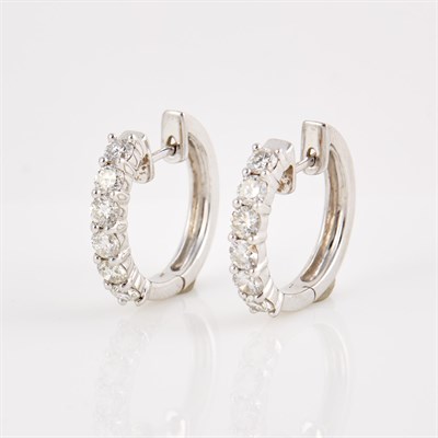 Lot 150 - Two Diamond Earrings, 12 diamonds about 1.75...