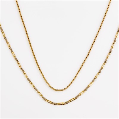 Lot 175 - Two Gold Neck Chains, 14K 20 dwt.