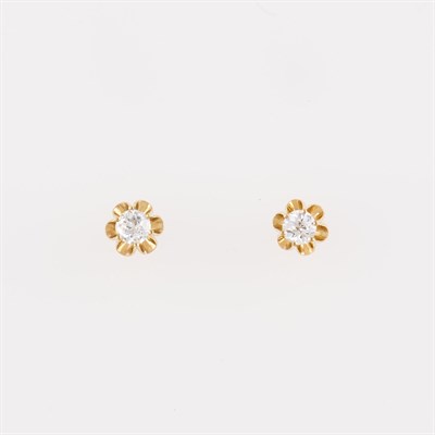 Lot 177 - Two Diamond Earrings about 1.05 cts., 14K 1 dwt.