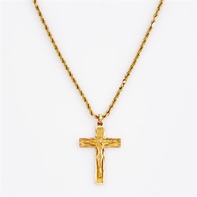Lot 183 - Gold Pendant and Neck Chain, 14K 13 dwt.