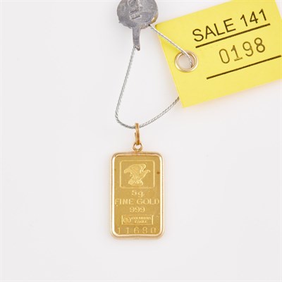 Lot 198 - Gold Ingot, 22K 3 dwt. with 14K Frame