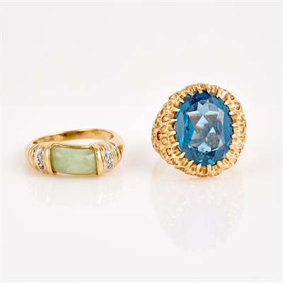 Lot 204 - Diamond and Stone Ring and Gold and Stone Ring,...