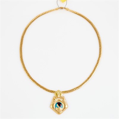 Lot 222 - Gold and Enamel Necklace, 18K 13 dwt. all