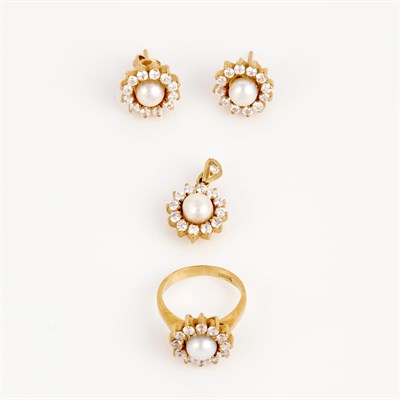 Lot 223 - Two Gold, Bead and Stone Earrings, Pendant and...