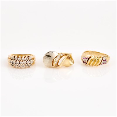 Lot 224 - Two Diamond and Stone Rings and Gold and Stone...