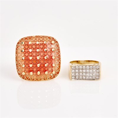 Lot 226 - Two Gold and Stone Rings, 18K 8 dwt. all