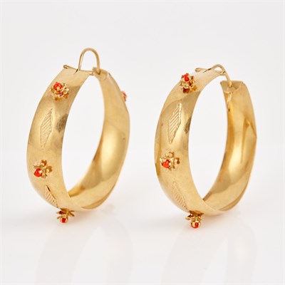 Lot 261 - Two Gold and Stone Earrings, 18K 10 dwt. all