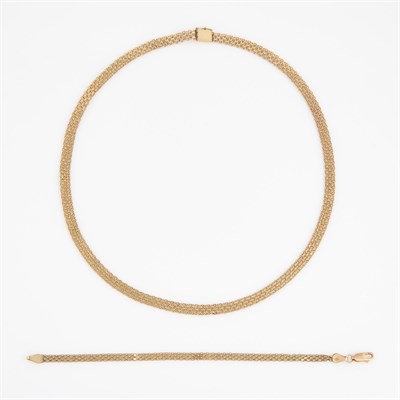 Lot 262 - Gold Neck Chain and Flexible Bracelet, 14K 12...