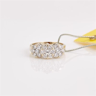 Lot 268 - Diamond Ring, 19 diamonds about 0.90 ct., 14K...