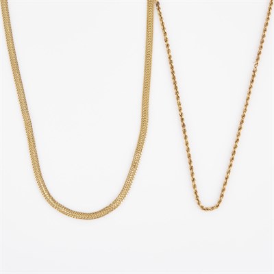 Lot 271 - Two Gold Neck Chains, 14K 13 dwt., damaged