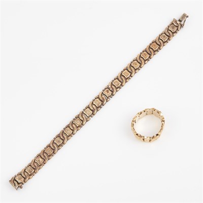 Lot 272 - Gold Flexible Bracelet and Ring, 14K 12 dwt.,...