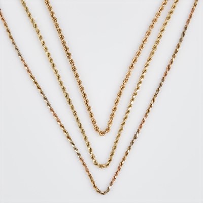Lot 315 - Three Gold Chains, 14K 19 dwt.