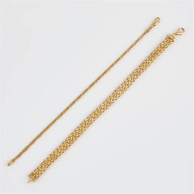 Lot 324 - Two Gold Flexible Bracelets, 18K 7 dwt.