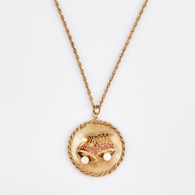 Lot 346 - Gold, Bead and Stone Pendant and Neck Chain,...