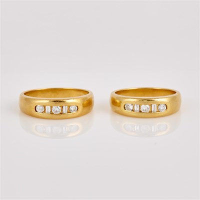 Lot 355 - Two Diamond Wedding Rings, 10 diamonds about 0....