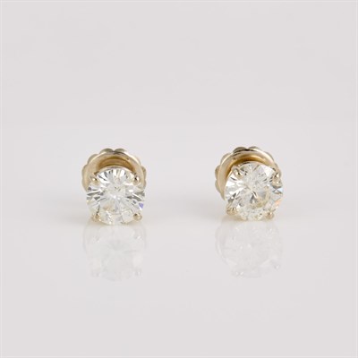 Lot 375 - Two Diamond Solitaire Earrings about 4.40 cts.,...