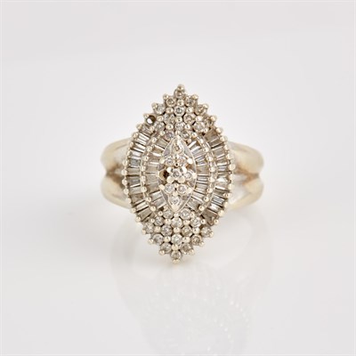 Lot 387 - Diamond Ring, 75 diamonds about 0.90 ct., 14K...