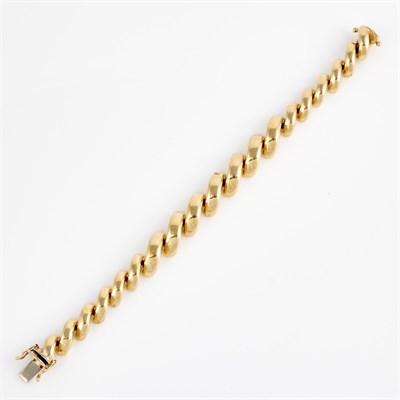 Lot 398 - Gold Flexible Bracelet, 14K 16 dwt.
