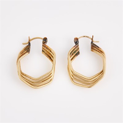 Lot 404 - Two Gold Earrings, 14K 3 dwt.