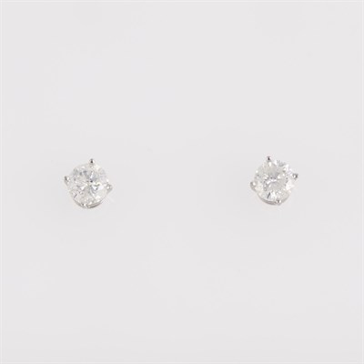 Lot 431 - Two Diamond Earrings about 1.30 cts., 14K,...