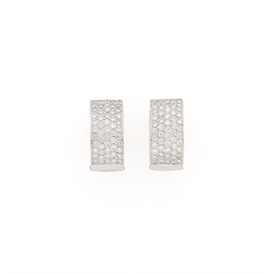 Lot 2161 - Pair of White Gold and Diamond Hoop Earrings