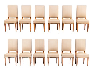Lot 14 - Set of Twelve French Upholstered Mahogany...