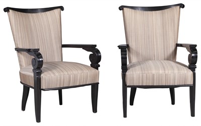 Lot 13 - Pair of Art Deco Style Upholstered Lacquered...