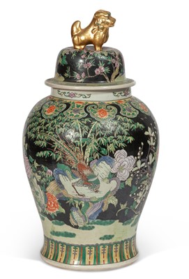 Lot 100 - Large Chinese Export Porcelain Famille Noire Covered Vase