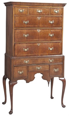 Lot 158 - Queen Anne Style Inlaid Mahogany and Walnut High Chest