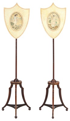 Lot 111 - Pair of George III Mahogany Pole Screens