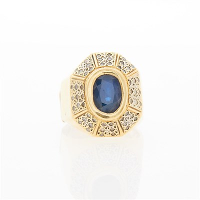 Lot 2258 - Gold, Sapphire and Diamond Ring