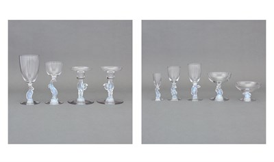Lot 1275 - Group of Libbey-Nash Art Deco Moonstone and...
