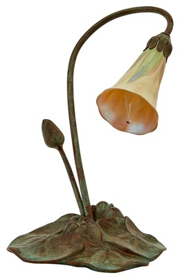 Lot 357 - Tiffany Favrile Glass Lily Shade Together With...