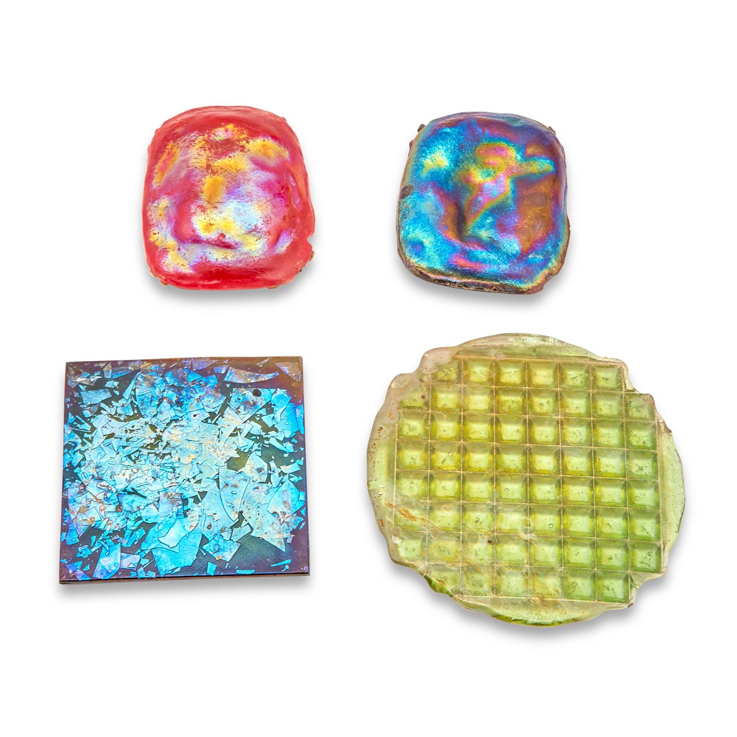 Lot 299 - Group of Four American Iridescent Molded Glass Tiles