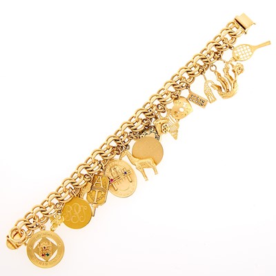 Lot 1080 - Gold and Gold-Filled Charm Bracelet
