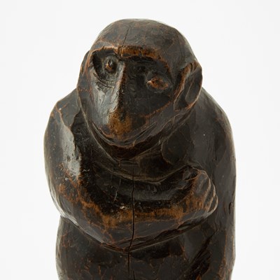 Lot 93 - Japanese Hinoki Wood Sculpture of a Saru