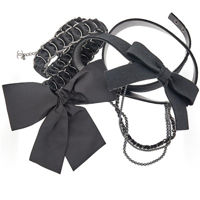 Lot 2096 - Chanel Felt Belt and Attributed to Chanel Fabric Bow Belt