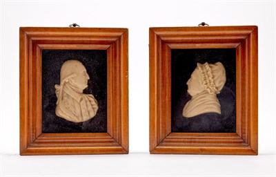 Lot 174 - Pair of Wax Silhouette Portrait Busts of George and Martha Washington