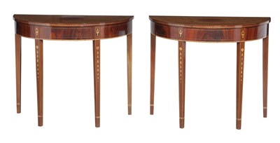 Lot 226 - Pair of Federal Style Inlaid Mahogany Demilune...